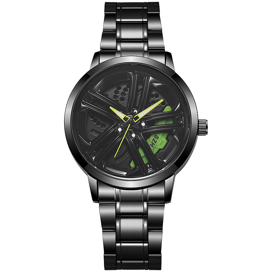 New arrivalmenrotate wheel stereocut out car modification gift watch middle southeast asia men's watch quartz watch