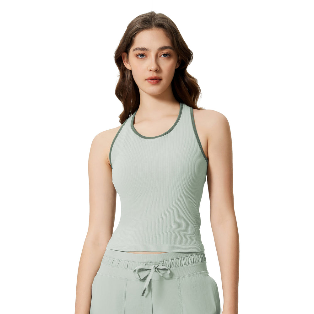 Spring/summer new arrival: shockproof sports bra top with built-in padding - women's slim-fit, sleeveless yoga top d25029