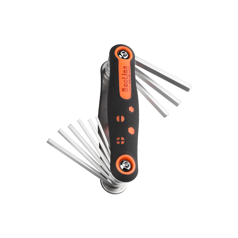 Folding hex key wrench set - metric & imperial, torx screwdriver, universal 6-point hex key wrench