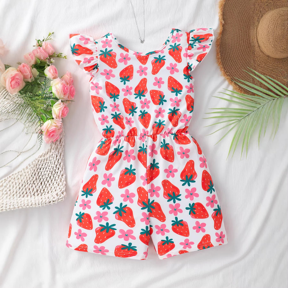 Kids' flutter sleeve striped butterfly open-back romper