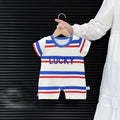 Boys' summer lightweight striped romper -  new summer collection - kids' loose-fit short-sleeve t-shirt romper