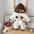 Korean style baby romper - winter fleece lined, extra thick, warm, cute cartoon design for boys and girls