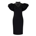 Women's foreign trade fashion:  new sexy ruffle sleeve beaded party evening gown african dress