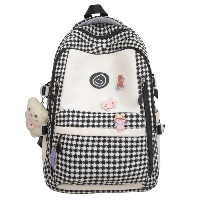 School bag girls ins style Korean version of junior high school students large-capacity backpack simple middle school students casual contrasting backpack