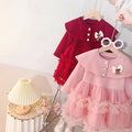 Trendy girls' dress - new spring/autumn collection - kids' baby girl shawl collar tulle princess dress - stylish & chic