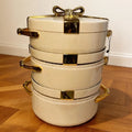 Hot-selling export-grade gold-rimmed gift food container with insulated box, available in 2.5l, 3l, and 3.5l sizes. the perfect insulated tableware gift set