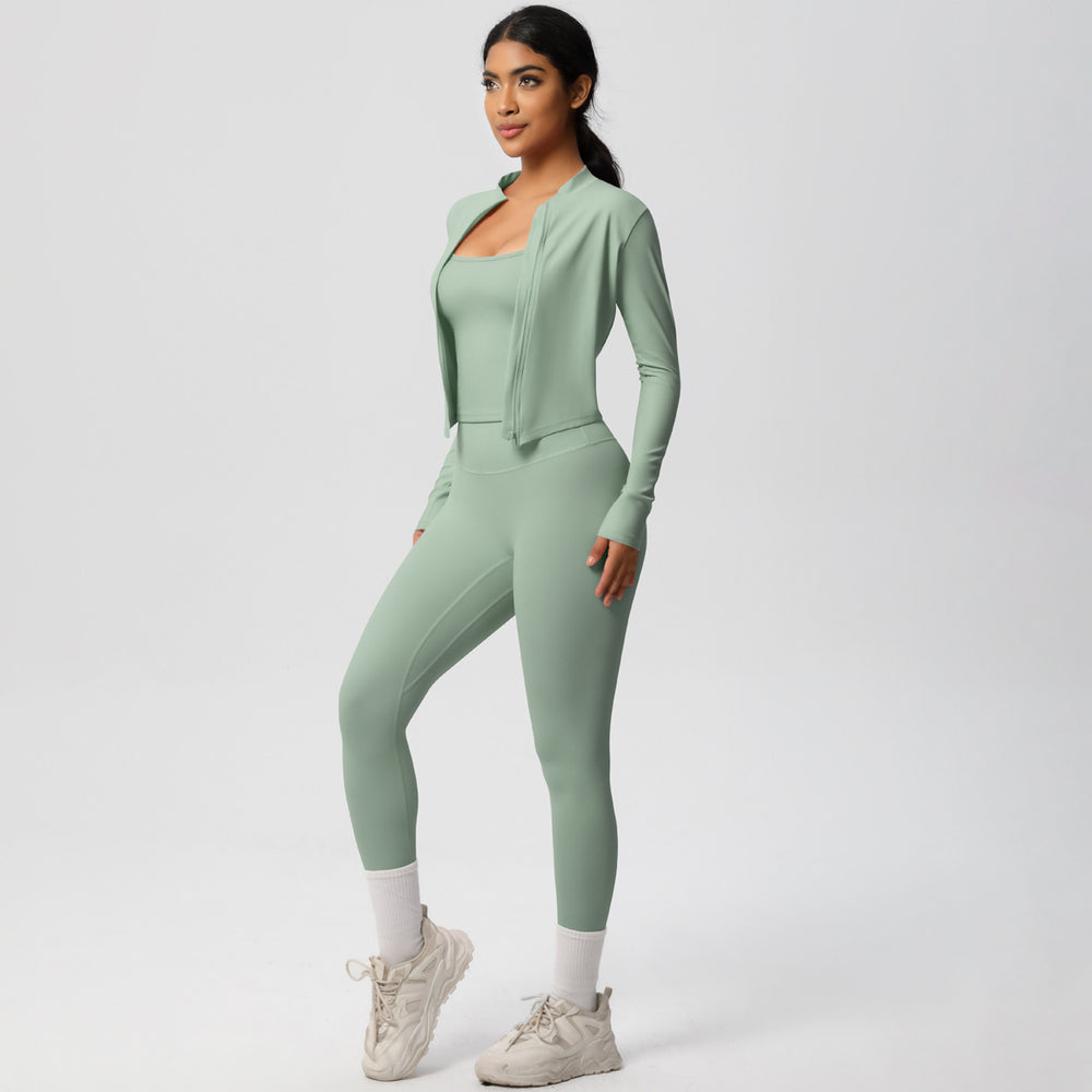 New cloud-like outdoor casual compression yoga set - quick-dry, high-waisted, slimming fitness activewear three-piece set