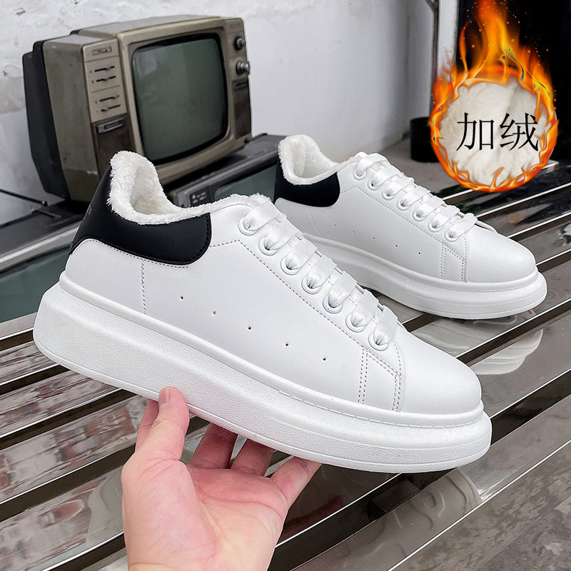 Popular white shoes for men, easiest for matchthick sole, height-increasing sneakers, classic style, student couple sneakers, ins mcqueen same style