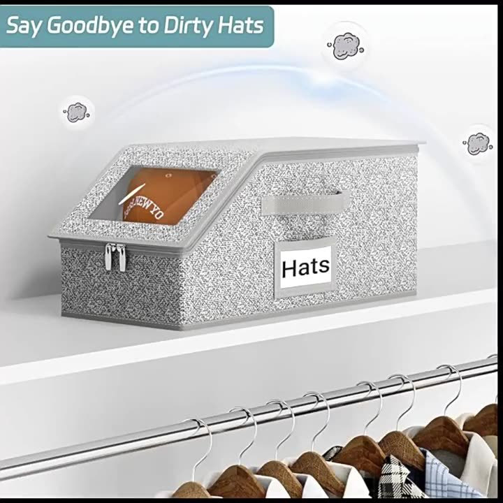 Cross-border new hat storage box Large capacity stackable baseball cap storage box Multifunctional dust-proof storage box