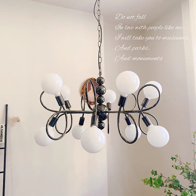 Vintage French Cream Bauhaus Magic Bean Medieval Art Black Chandelier Bedroom Lighting Light Luxury Living Room Main Light