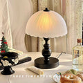 Wabi-sabi style glass table lamp, european and american retro bedroom study bedside lamp, decorative solid wood light luxury night light, ambient light