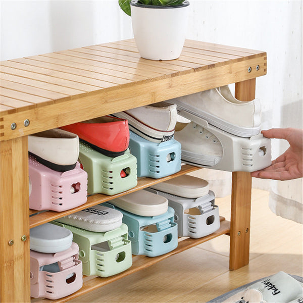 Storage shoe rack, shoe storage rack, simple and modern double-layer integrated adjustable household dormitory shoe bracket wholesale