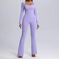 hot-selling one-piece yoga clothes personalizedfall and winter square neck long-sleeved fitness clothes women's dance training one-piece jumpsuit