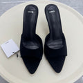 Mng2026 summer new women's shoes black suede mules high heel sandals women's stiletto heel slides