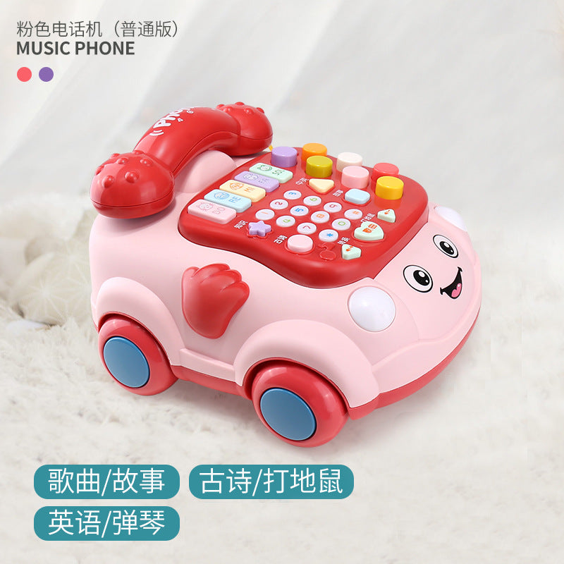 Infant & toddler light & sound telephone toy - educational & early learning pull-along toy for boys & girls