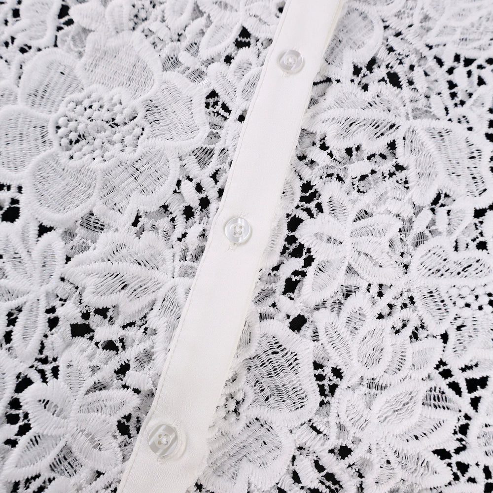 Summernew arrivalwhitesexycut outtops short sleeve lace lapel work clothingeasiest for matchshirtlacetops