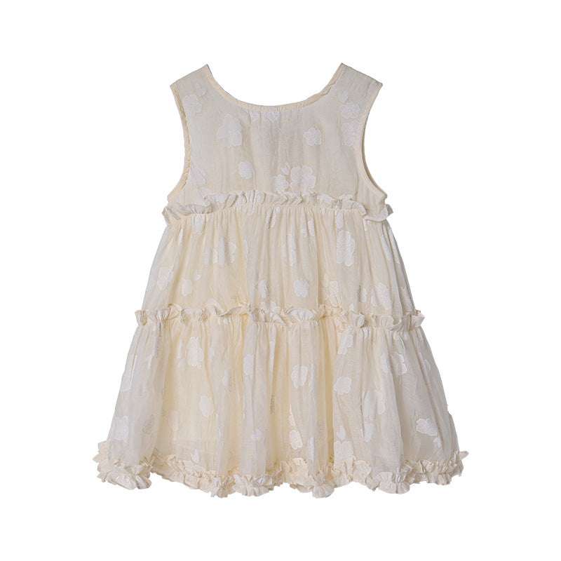 Girls' dress  summer new arrival - sleeveless, heart-embellished, ultra-fairy princess dress for kids