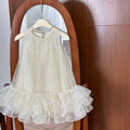 Girls' princess dress summer : stylish mesh sequin birthday dress for baby girls, fairy tale gown