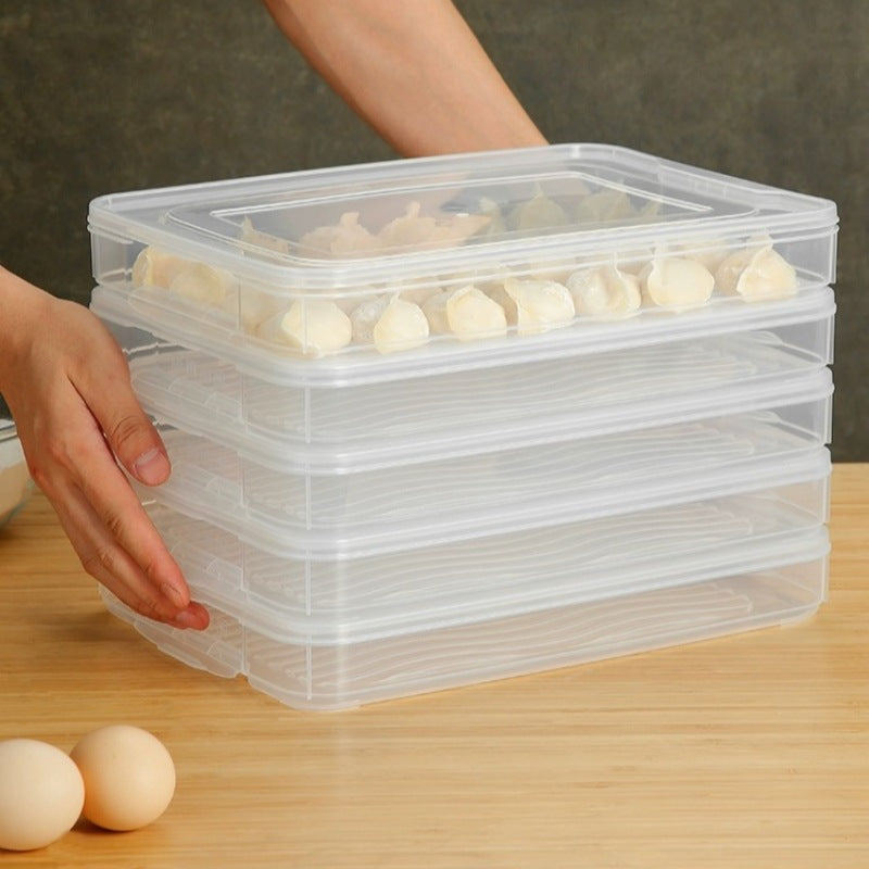 Dumpling box, freezer box, special food grade for refrigerator, household kitchen tray, quick-frozen wonton fresh-keeping storage box with lid