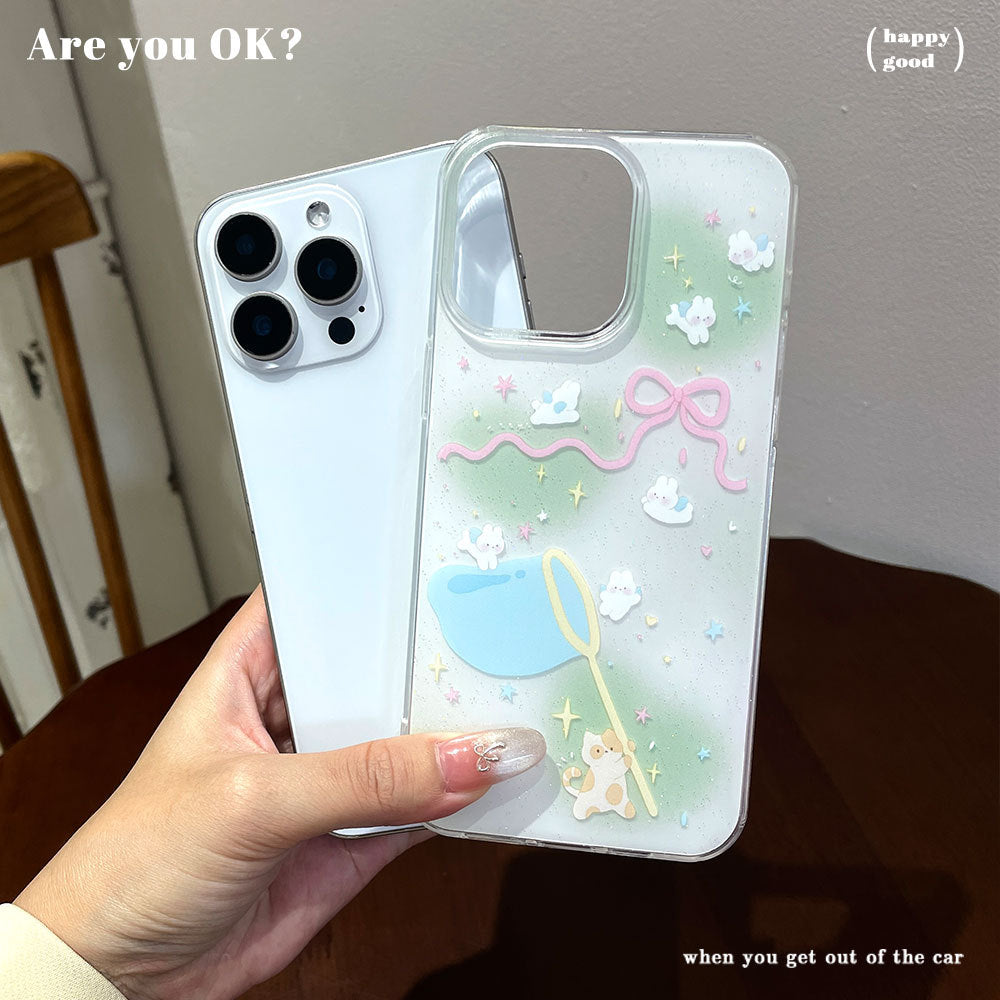 Suitable for apple 16promax love glitter imd soft girl mobile phone case iphone15 lace chain protective cover