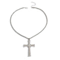 European and american cross-border fashion minimalist ribbed rotating cross necklace, personalized diamond-studded versatile twisted chunky chain choker