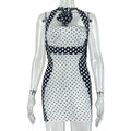 Fashion style export black and white color matching women's clothing design street hip skirt sexy halter neck wrap chest slimming dress trendy