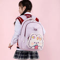 Elementary school backpack - cute cartoon rabbit design, multiple pockets, easy to clean, shape-retaining, dopamine color scheme, water-resistant backpack
