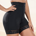 Wholesale tummy control butt lifter shaper panties with three hooks, bottom zipper, high-waisted, and tie closure