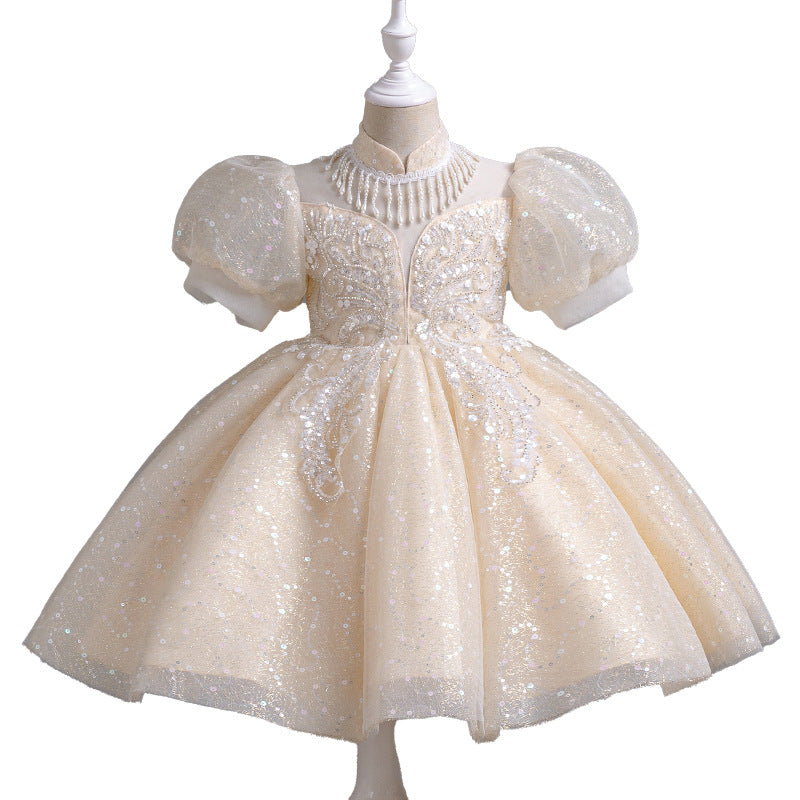 summergirldress summer dress kids dress puff sleeve large swing style princess gauze skirt birthday skirt