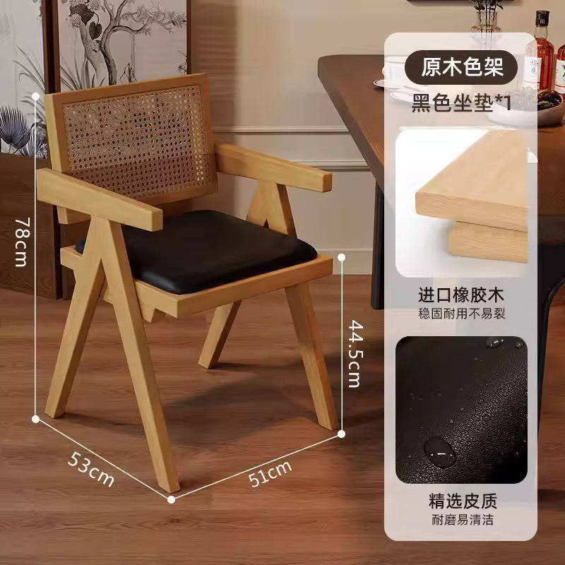 Used wabi-sabi style light luxury solid wood chair chandigarh home chair retro armchair stool high back dining chair