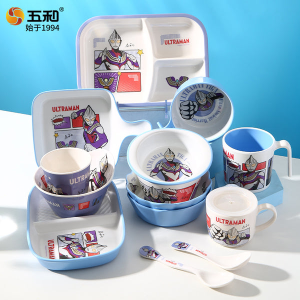 Wuhe Ultraman Tiga Baby Eating Bowl Boys Household Anti-scalding Kindergarten Children's Cartoon Tableware