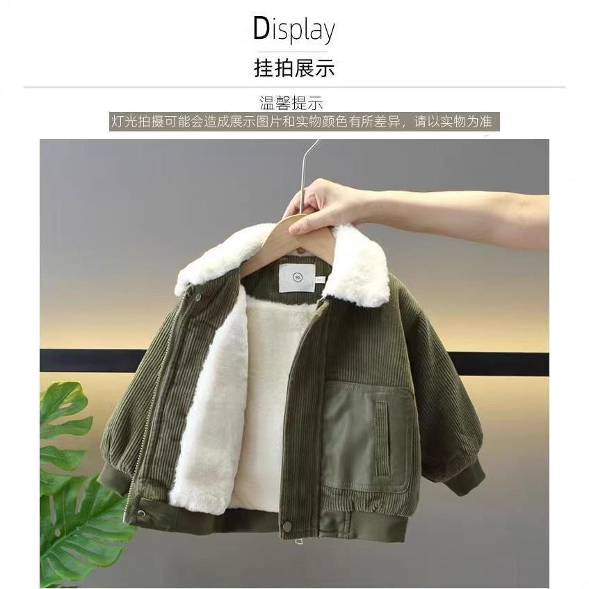 Fall and winter  new arrival cool baby fleece-lined cotton coat kids winter clothing thickened clothes fashionable boy outwear