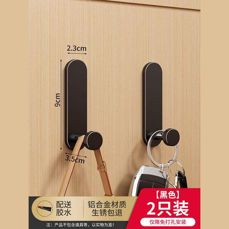 Black punch-free strong adhesive load-bearing adhesive hook bathroom toilet wall bathroom towel entrance door back hook