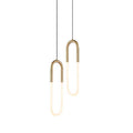 Modern minimalist brushed gold u-shaped linear pendant light - italian style for bedroom, bedside, dining room, island, bar, and hotel