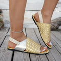 new woven color block beach sandals - summer plus size flat european and american lightweight women's sandals - size 44
