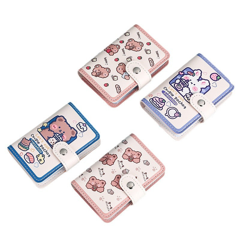 Cute, small and large-capacity cartoon card bag, glue page card position, anti-degaussing driver's license cover, ultra-thin card clip, wallet card cover.
