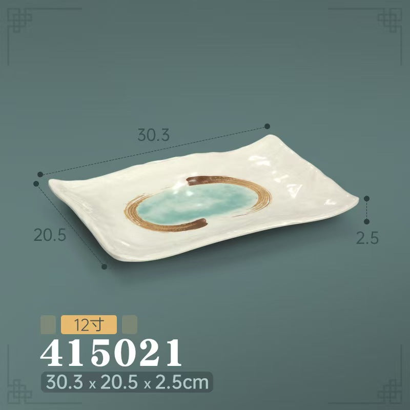 Melamine hot pot side dish plate beef plate imitation porcelain sushi plate korean style barbecue dish plate palace style hotel bowl and dish suit