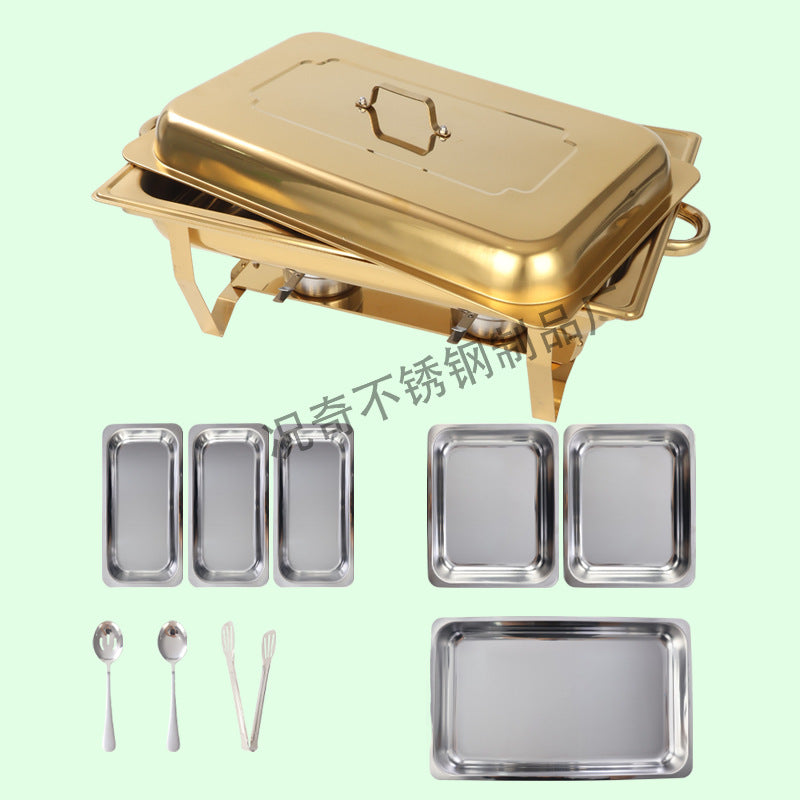 hot-selling stainless steel compartmented buffet stove commercial alcohol heated insulated food container restaurant hotel