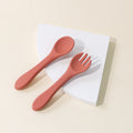 Kids' silicone fork and spoon set - baby food feeding utensils, infant training set, wholesale baby & maternity supplies