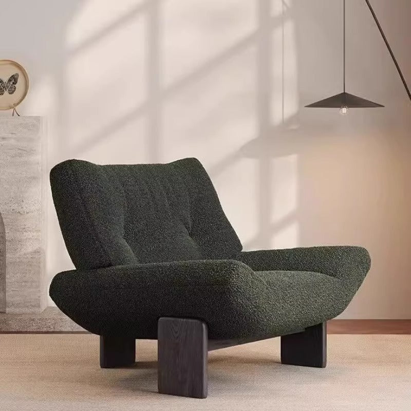 Retro single sofa chair, wabi-sabi style solid wood casual chair, hotel living room club reception chair, designer negotiation chair