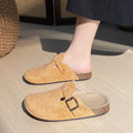 New arrival lazy shoes birkenstock slippers women's spring & fall home thick solenon-slipoutwearpure color toe-cap half slippers wholesale