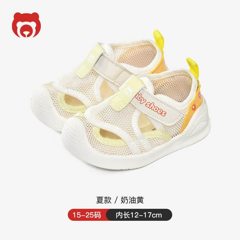 Baby sandals for boys, summer first walker shoes, 0-1-2 years old infant anti-slip soft sole mesh shoes for babies and toddlers, baby girl shoes