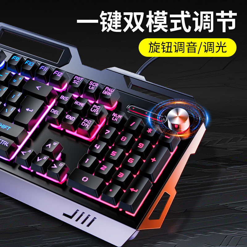 Silver sculpt v2g5 mechanical feel metal keyboard, mouse, and headset three-piece set - usb wired gaming pc accessories