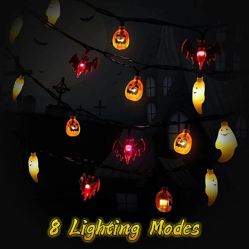 New Halloween light string skull ghost horror decorative lights ghost festival atmosphere small lights battery box pumpkin lights