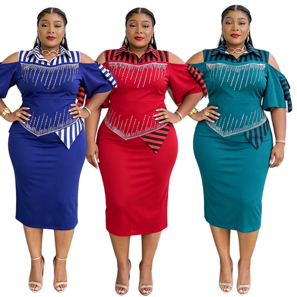 e-commerce   new slim-fit bodycon dress european and american african plus size women's dress