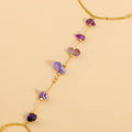retro irregular gravel purple stone chain anklet toe ring anklet women's barefoot sandal accessories