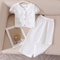 Children's clothing shein cross-border girl suitwhitetops+pantstwo-piece set