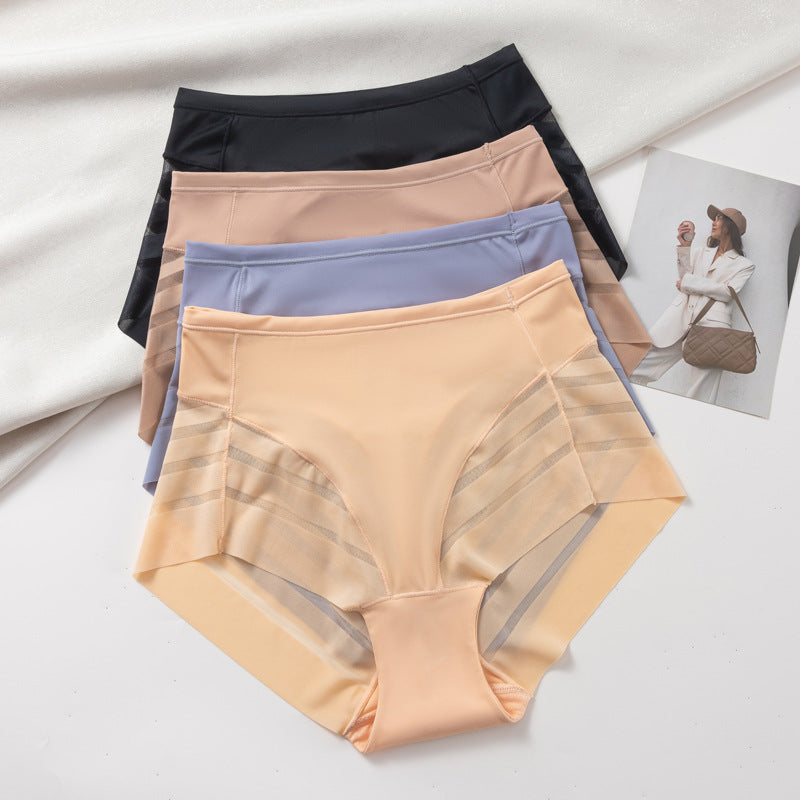Multi-color combination cross-border exclusive high waist underwear women's breathable invisible plaid transparent sexy mesh women's briefs