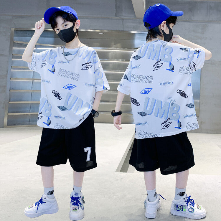 Boys' summer outfit set:  new arrival - lightweight, sporty, and stylish for older boys. cool and trendy summer wear