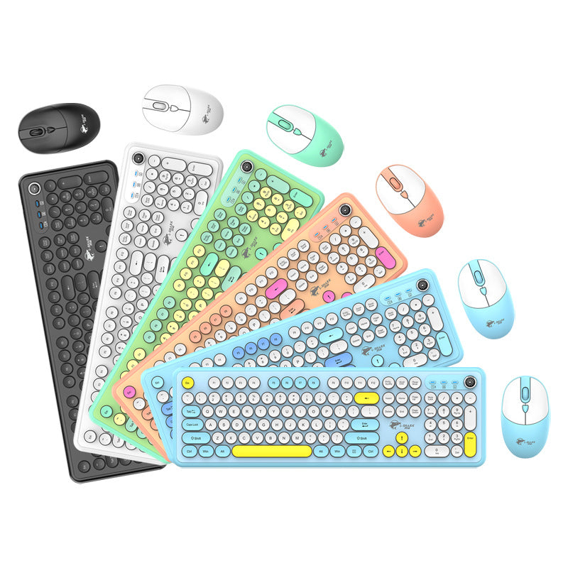 Dragon guardian t801a wireless keyboard and mouse combo - punk style keyboard with knob for desktop and laptop office use